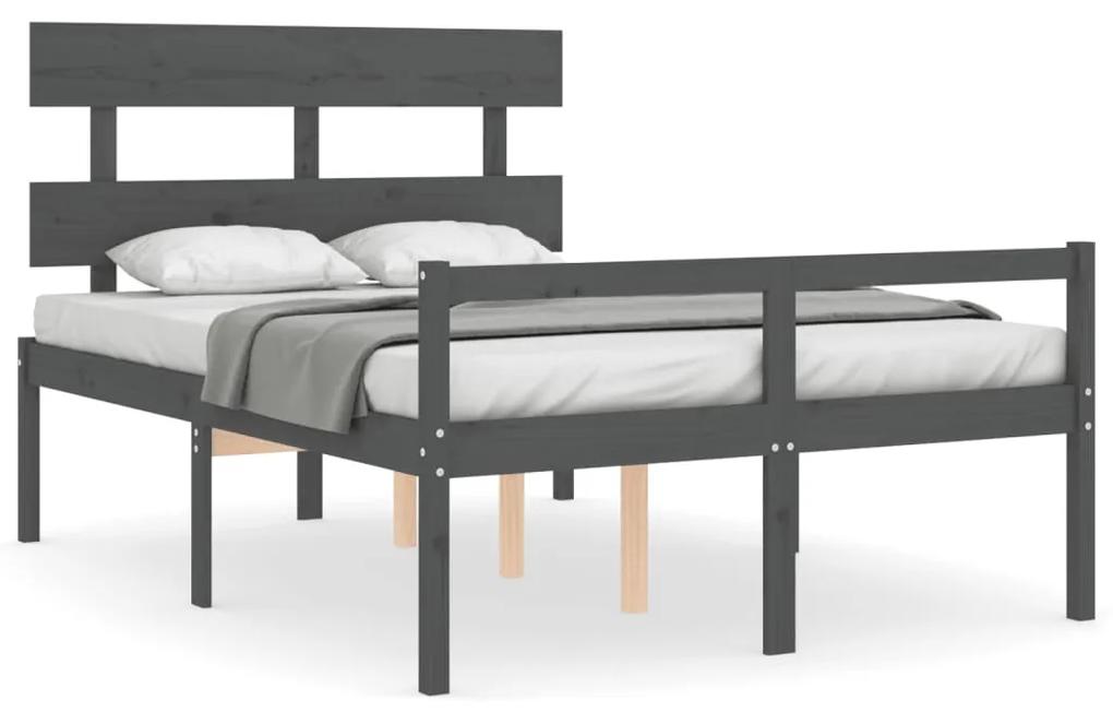3195348 vidaXL Cadru de pat senior cu tăblie, 120x200 cm, gri, lemn masiv
