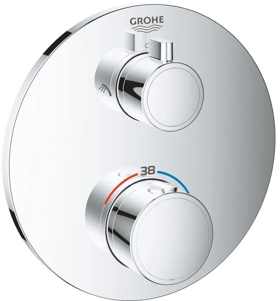 Grohe Grohtherm Baterie cada dus cu termostat si 2 iesiri, rotunda, crom