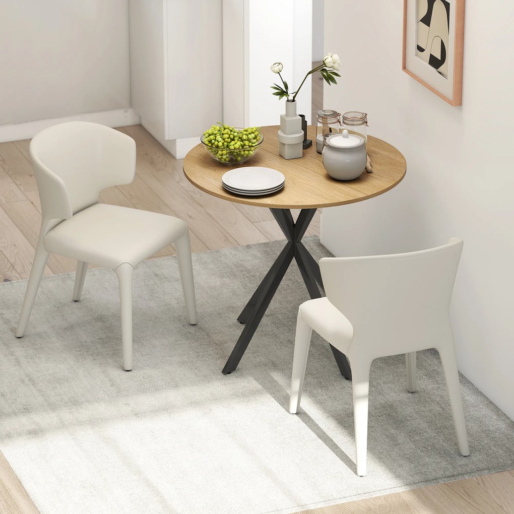 HOMCOM,Masă de Dining,Stil Industrial,PAL, oțel,80cm x 80cm x 75cm,Stejar | Aosom Romania