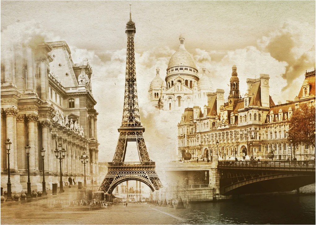 Tablou pe sticlă - Monumente din Paris (70x50 cm)