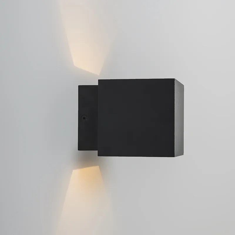 Set de 2 aplice de perete de design negru/auriu inclusiv LED - Caja