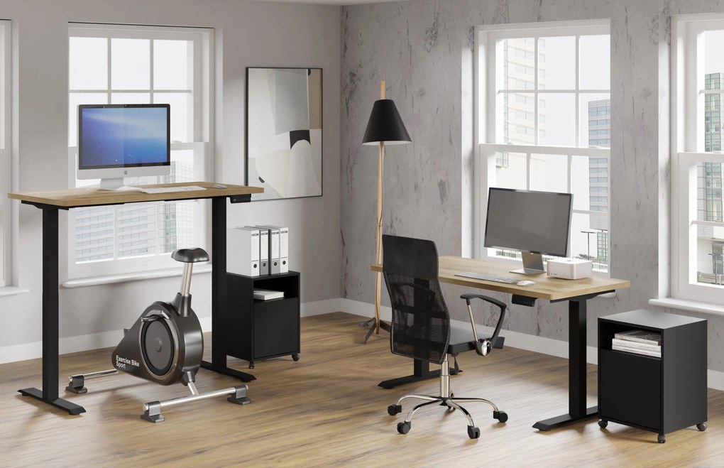 Masă PC electrică Natura 140 (Stejar + Negru). Promo -7%. 1124885