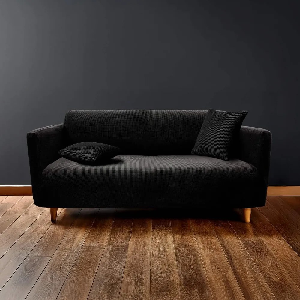 Husă neagră elastică pentru canapea cu 3 locuri Sacha – douceur d'intérieur