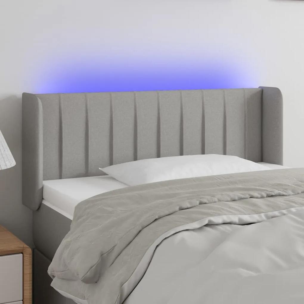 3123448 vidaXL Tăblie de pat cu LED, gri deschis, 83x16x78/88 cm, textil