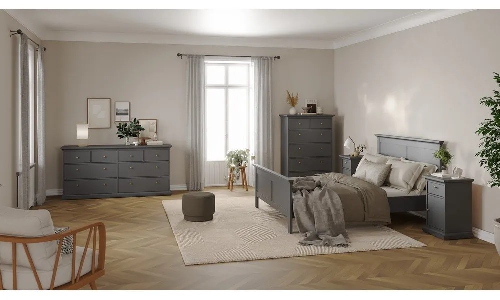 Pat matrimonial gri 140x200 cm Paris – Tvilum