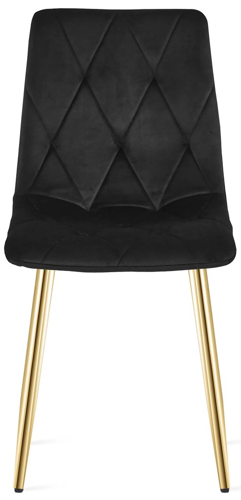 Negru scaun bucatarie LIBRA din catifea cu picioare aurii