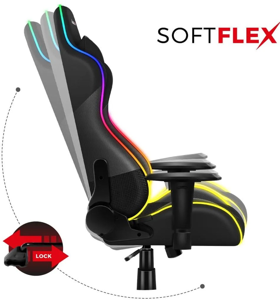 Fotoliu gaming Fusion 6.2 (negru) (cu iluminat LED). 1087482