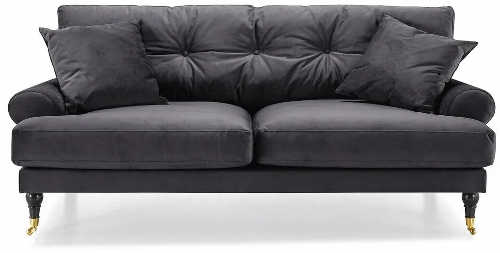 Canapea Seattle E135Numărul de locuri: 3, Gri inchis, 195x100x87cm, 60 kg, Tapiterie, Picioare: Lemn, Role