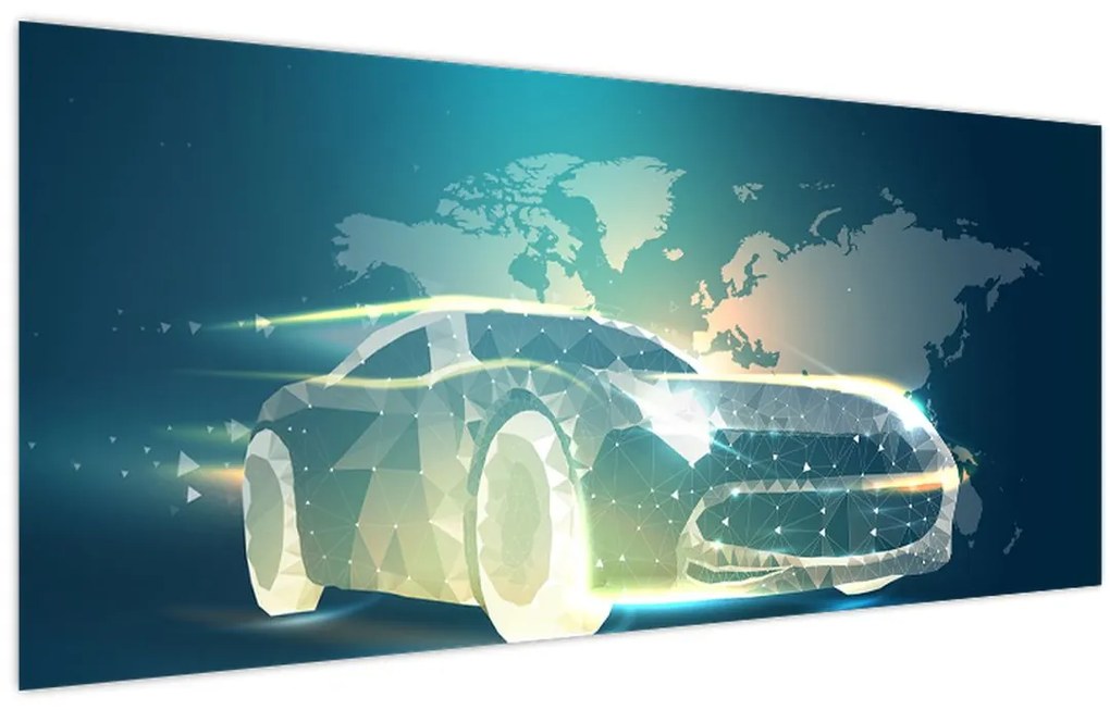 Tablou - Mașină din forme geometrice (120x50 cm)