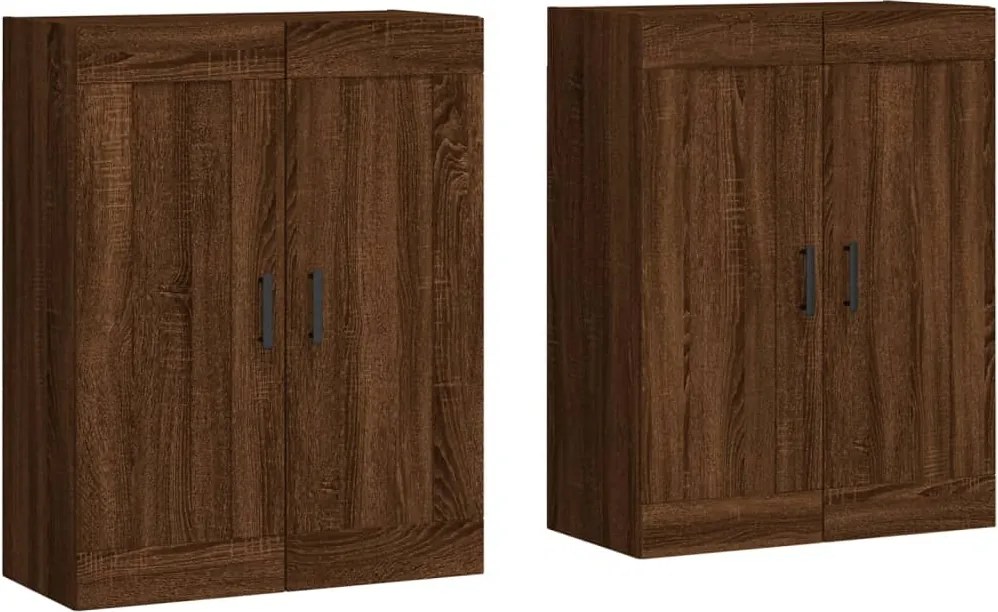 vidaXL Dulapuri montate pe perete 2 buc. stejar maro, lemn prelucrat