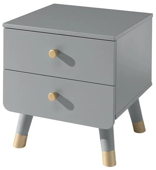 Noptieră cu 2 Sertare, Gri (MDF) – Billy – Vipack