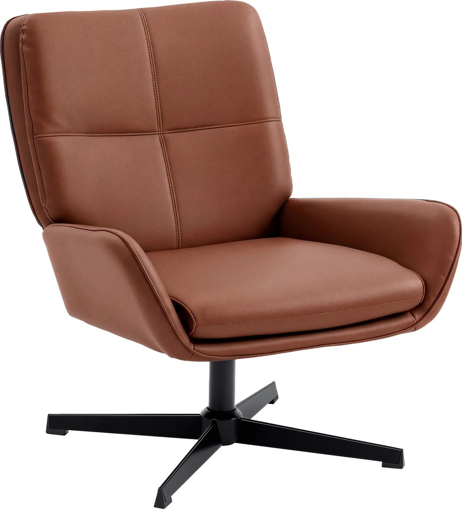 HOMCOM Fotoliu pentru Living tapițat în PU Fotoliu de Lectură cu Șezut Căptușit Brațe Picioare Metalice Maro | Aosom Romania