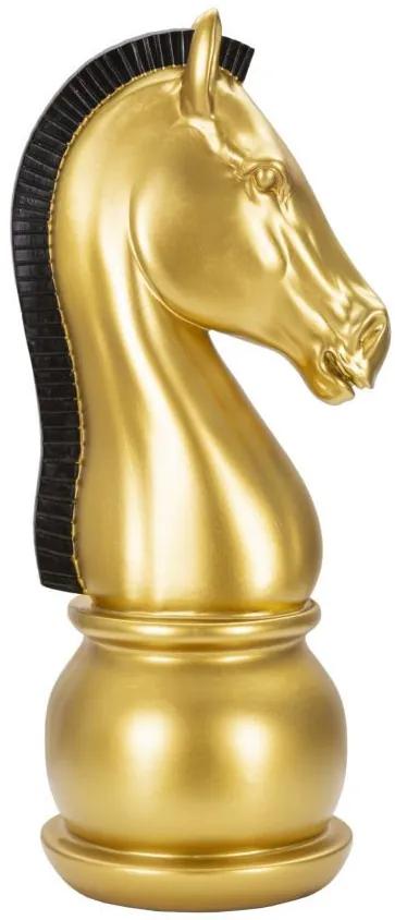 Sculptura cal de sah auriu din polirasina, 18,5x18,5x50 cm, Knight Mauro Ferretti