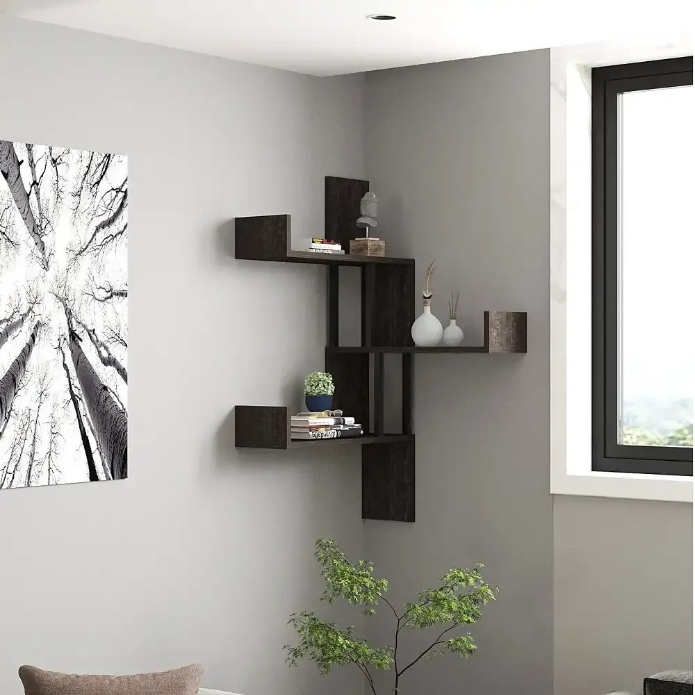 Raft de perete Aliza colti culoare antracit 105 cm