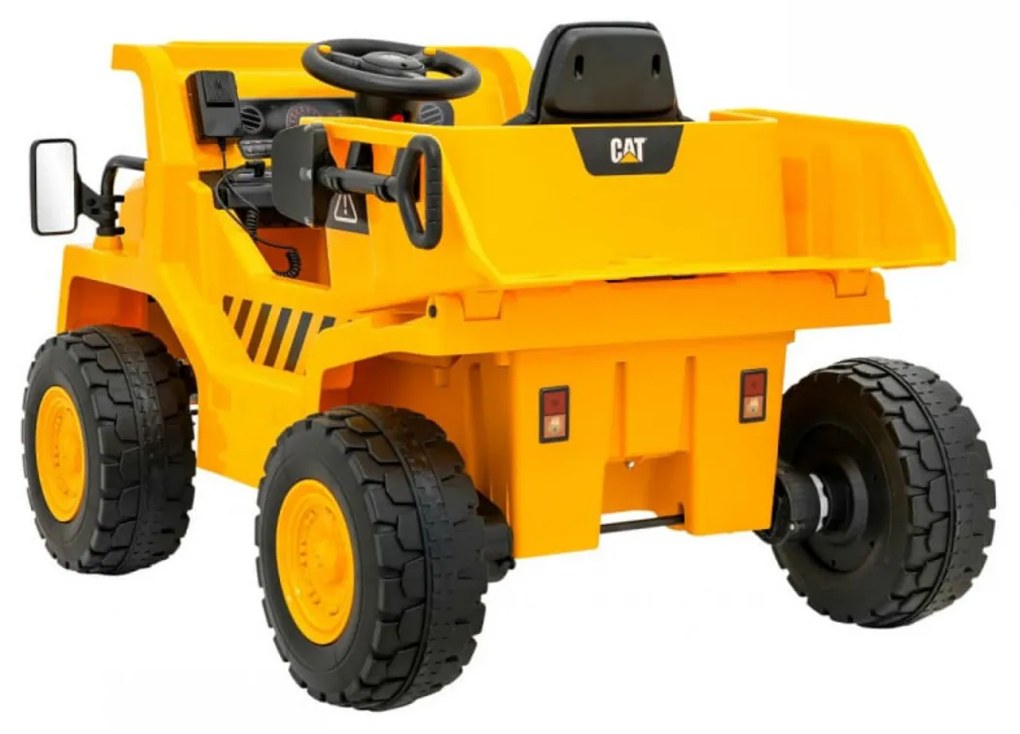 Camion Electric cu acumulator pentru copii NOVOKIDS™ Caterpillar Truck, Cu megafon si lopata incluse, Max 30 kg, 12V, 2 Viteze, lungime 107 cm,