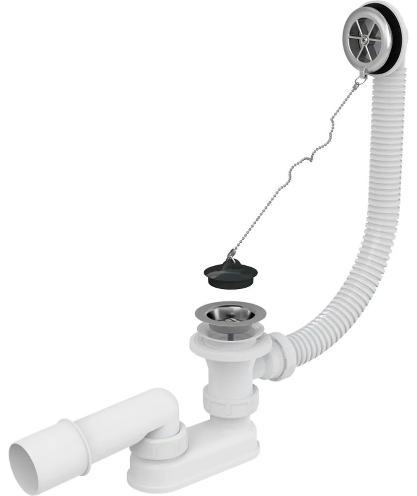 Set de scurgere pentru cada de baie 570 mm, cu revarsare, cromat Crom