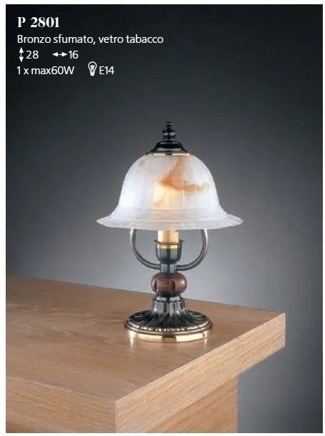 Lampa de masa rustica design italian din alama cu lemn 2801