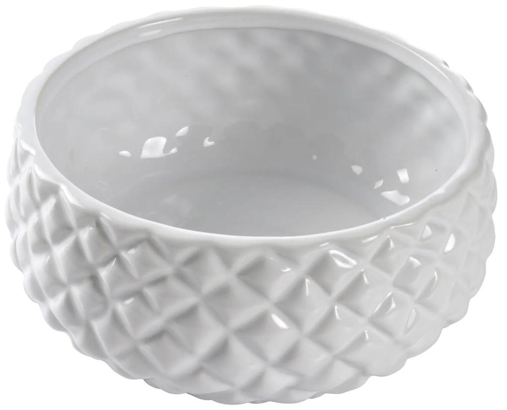 Ghiveci ceramic cu model tip ananas, Ø 18 cm, alb