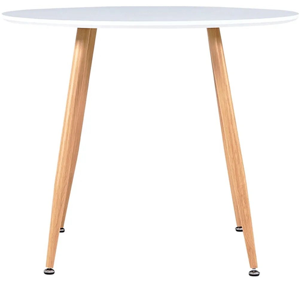 248306 vidaXL Masă de bucătărie, alb și stejar, 90 x 73,5 cm, MDF