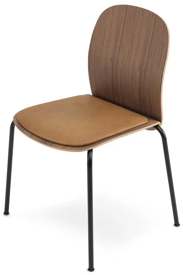 Scaune de dining maro/maro coniac stivuibile 2 buc. cu aspect de lemn de nuc Book – Gazzda