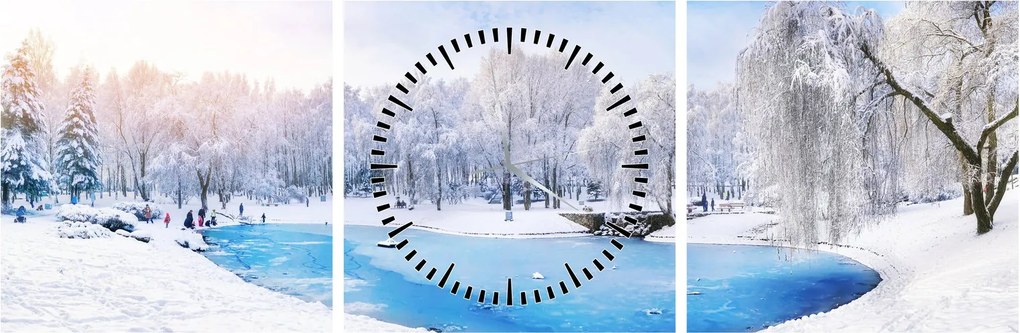 Tablou - Lac de gheață (cu ceas) (90x30 cm)