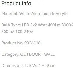Aplica LED pentru exterior design modern IP54 Dewei alb