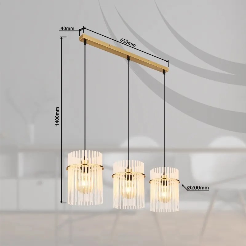 Lustra moderna cu 3 pendule GORLEY auriu