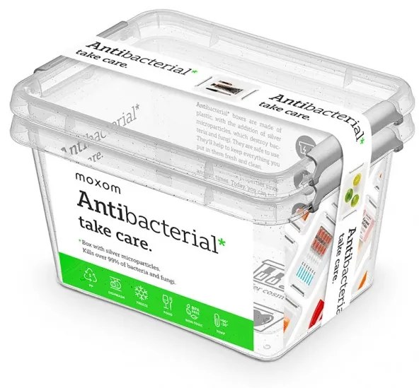 Set 2 caserole Altom, plastic, antibacteriene, particule de argint, 2 litri, 20 x 15 x 11 cm