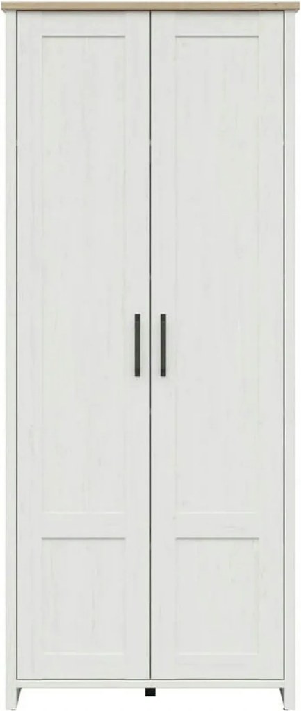 Dulap LOKSA, alb/stejar, PAL laminat, cu 2 usi, 85x37x201 cm