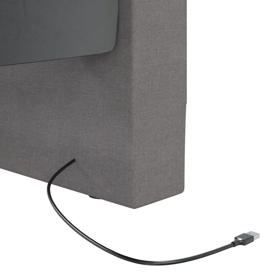 Pat de zi cu saltea si USB, gri deschis, 90x200 cm, textil Gri deschis