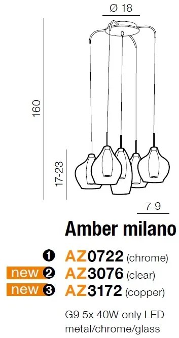 Lustra moderna AMBER MILANO 5 cupru ZZ AZ3172