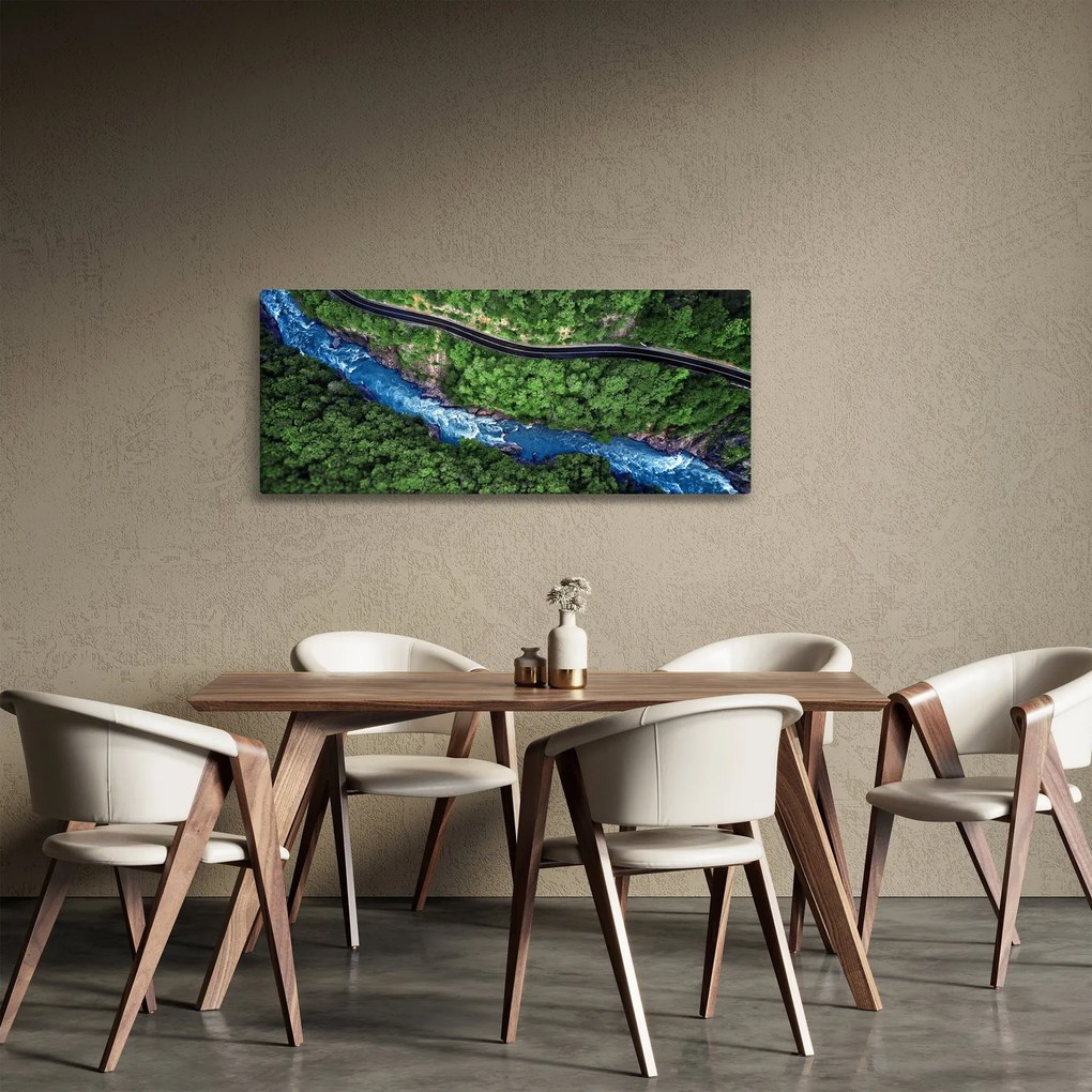 Tablou - Râu între munți, Caucaz, Rusia (120x50 cm)