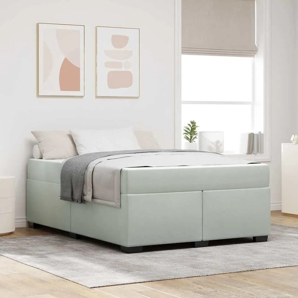 vidaXL Cadru de pat cu saltea Altele Gri deschis 140 x 200 cm Catifea