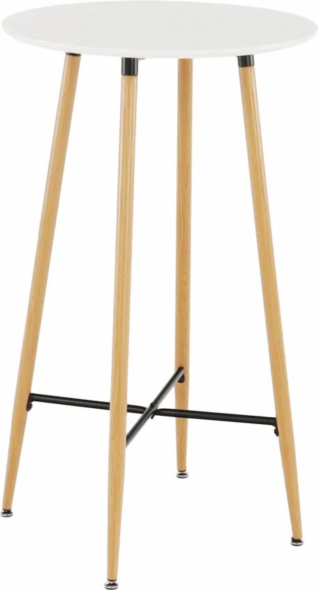 Masă de bar, alb/stejar, diametru 60 cm, IMAM