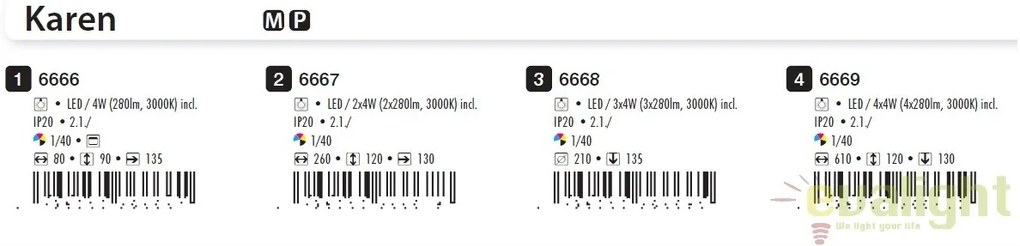Aplica de perete design modern alb LED Karen 6666 RX