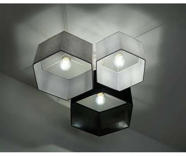 Lustră aplicată Duolla ROLLER TRIO HEX 3xE27/15W/230V negru/gri/alb