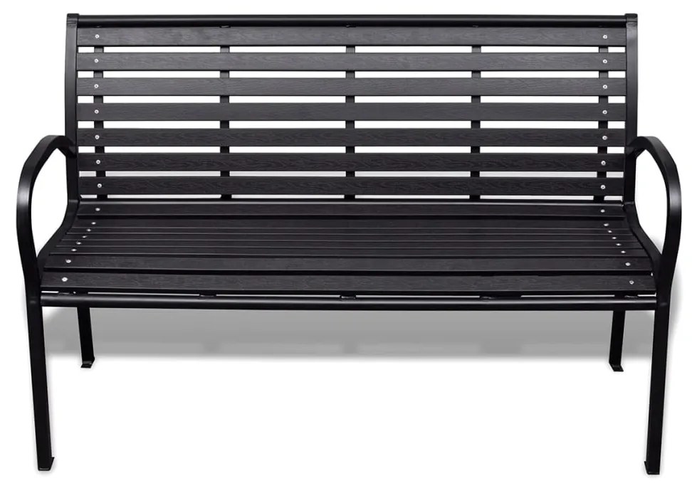 41556 vidaXL Bancă de grădină, negru, 125 cm, oțel și WPC