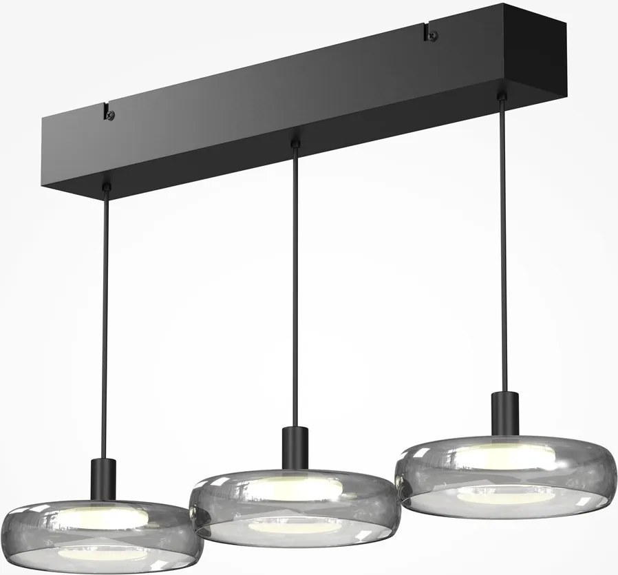 Lustra cu 3 pendule LED Float sticla fumurie