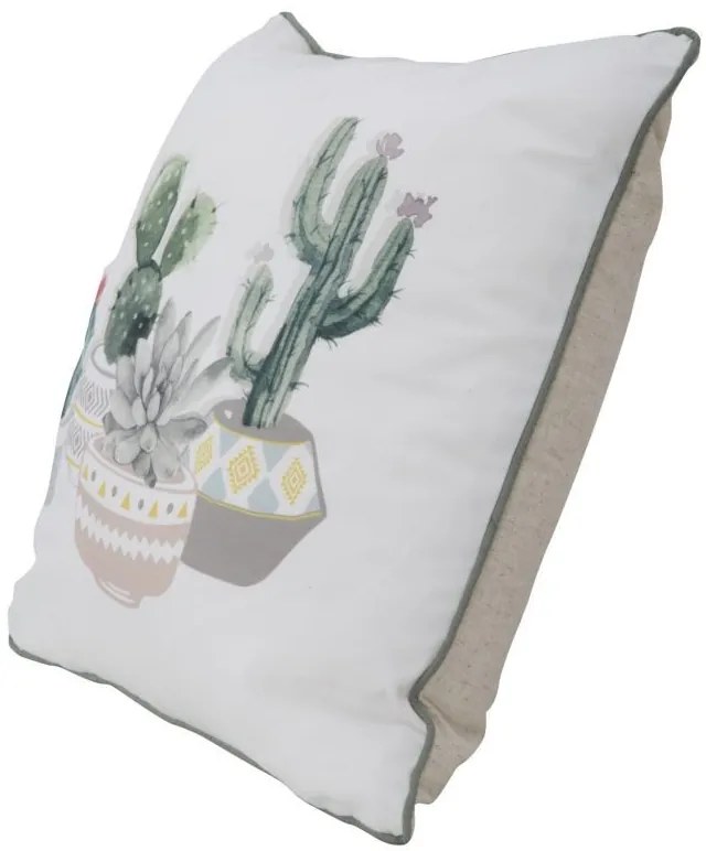 Perna decorativa alba din material textil, 45 x 5 x 45 cm, Cactus Mauro Ferreti