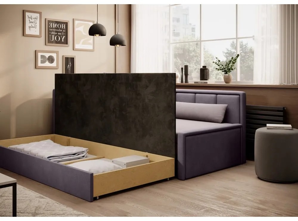 Canapea roz extensibilă/cu spațiu de depozitare cu tapițerie din chenille 214 cm Fulgeo – ELTAP