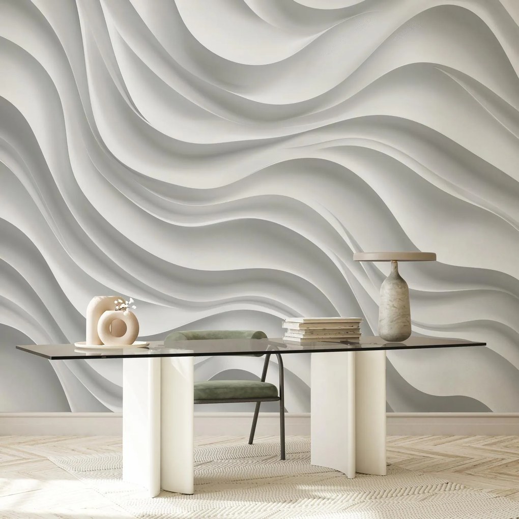 Fototapet - Valuri Albe 3D (147x102 cm)