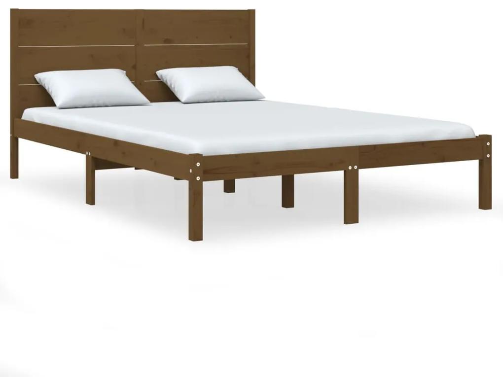 3104156 vidaXL Cadru de pat, maro miere, 140x200 cm, lemn masiv de pin