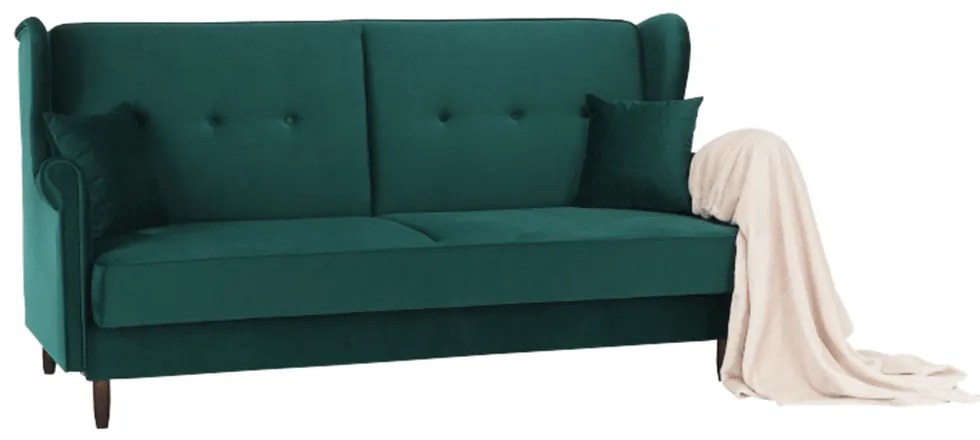 Canapea extensibilă, material textil verde, COLUMBUS
