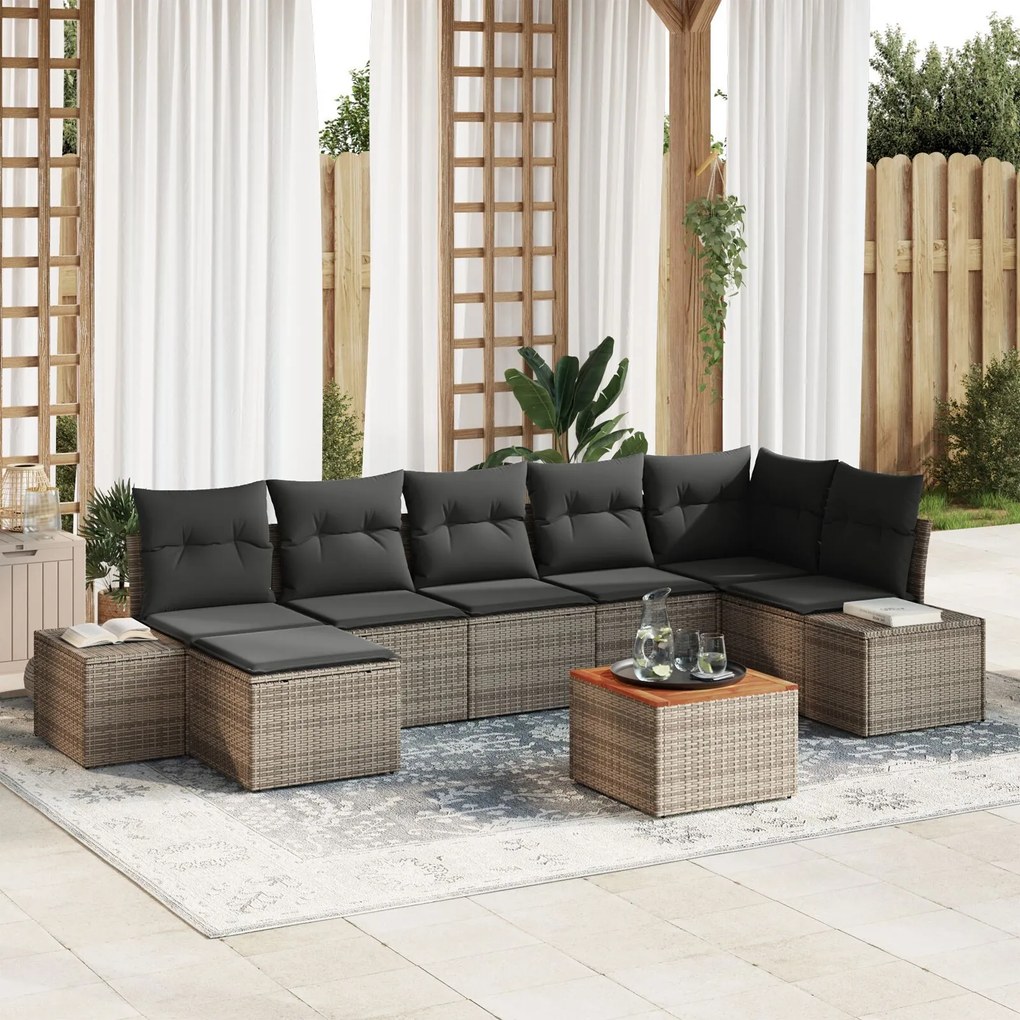 vidaXL Set de canapele pentru grădină 8 pcs Gri