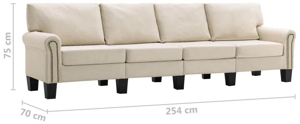 Canapea cu 4 locuri, crem, material textil Crem, 4 locuri