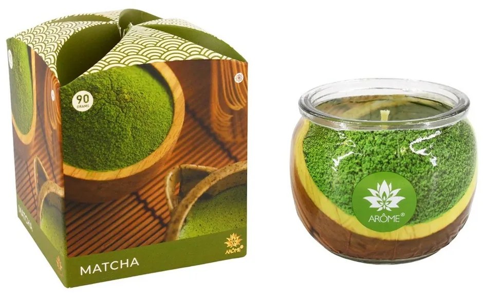 Lumânare parfumată în borcan Arome Matcha, 90 g