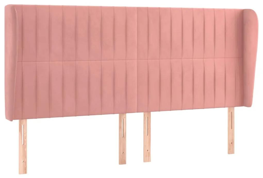 3118259 vidaXL Tăblie de pat cu aripioare, roz, 183x23x118/128 cm, catifea