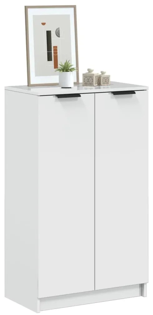 vidaXL Pantofar, alb extralucios, 59x35x100 cm, lemn compozit