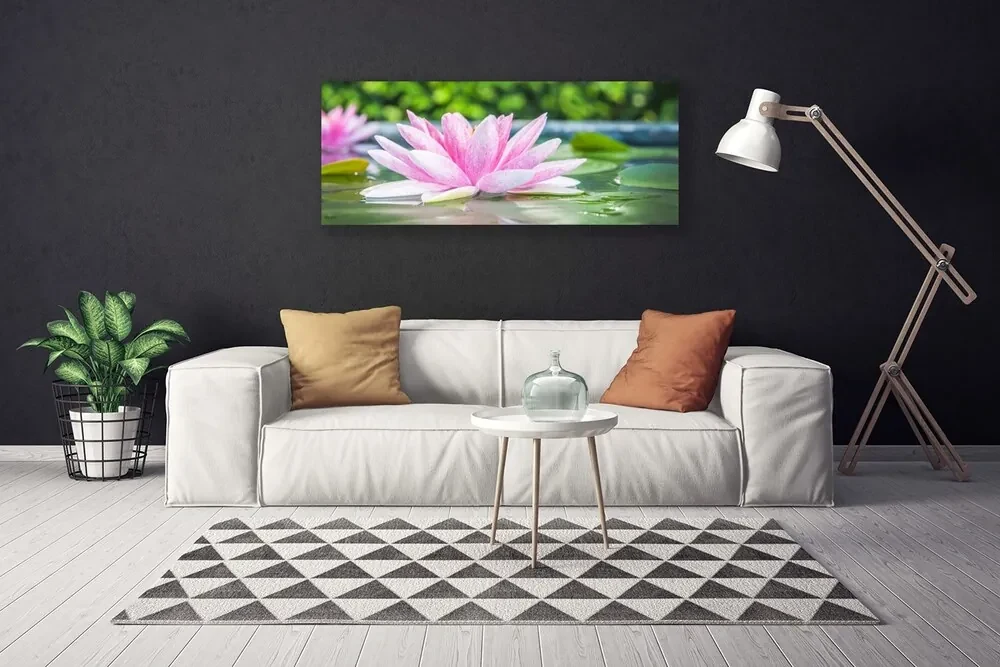 Tablou pe panza canvas Water Flower Art Roz Verde