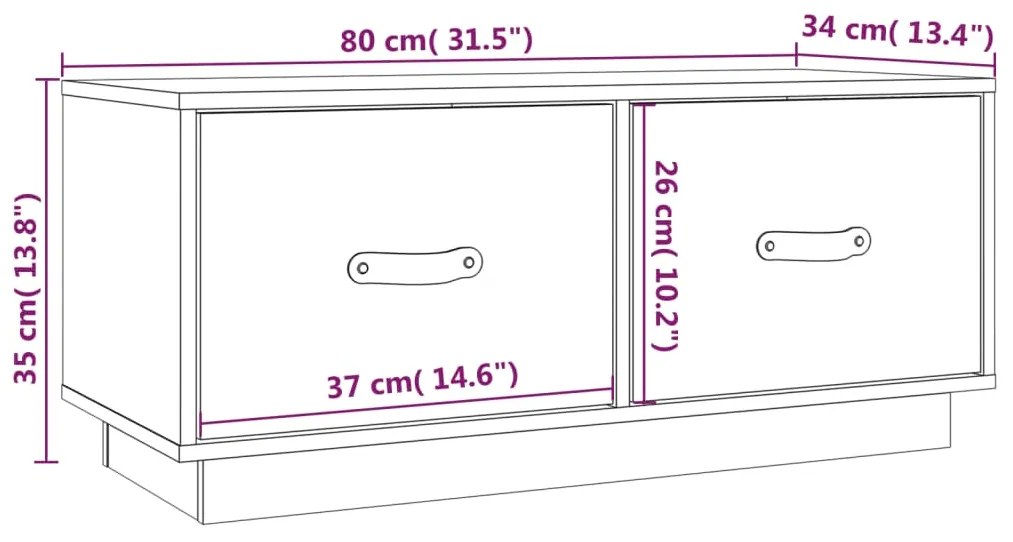 Comoda TV, alb, 80x34x35 cm, lemn masiv de pin 1, Alb